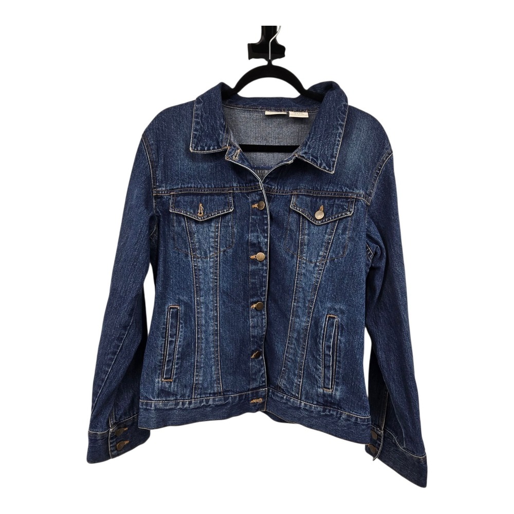 Vintage 90S Y2K Denim Trucker Jacket Womens LG Western Rodeo 100% Cotton Classic
